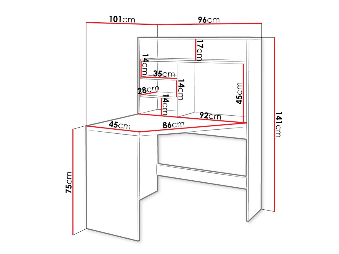 Kontori nurgalaud Bedford 101 (Valge)