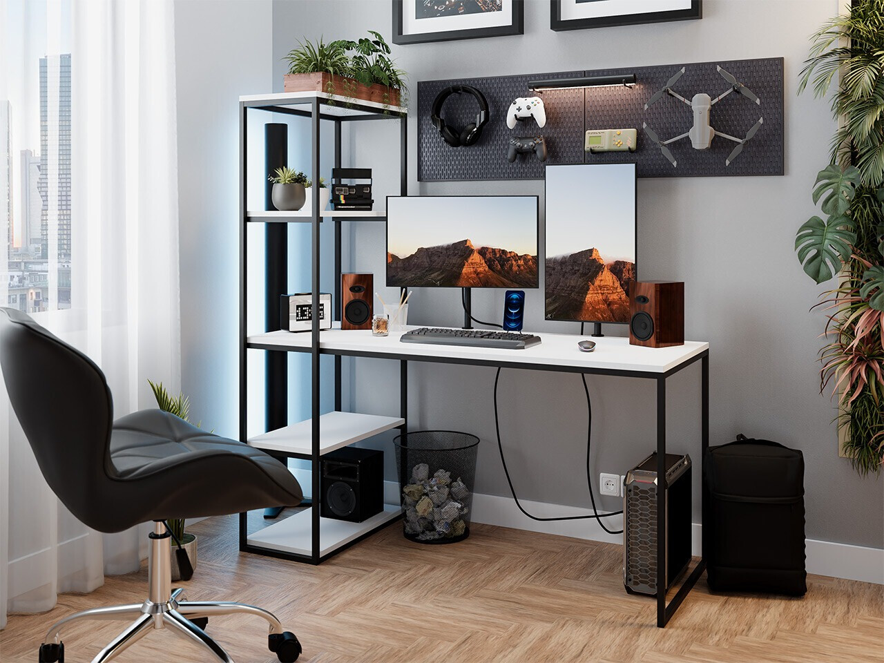 Kirjutuslaud Oswego 107 (Valge + Must)