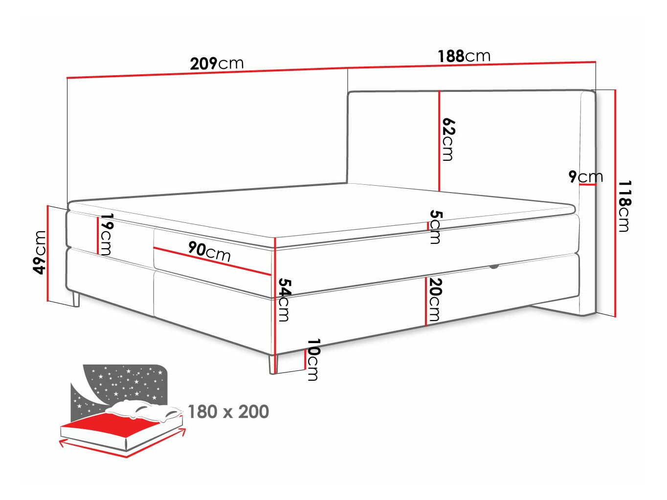 Kontinentaalvoodi ComfiDream 177 (Poso 05 + Kronos 05)