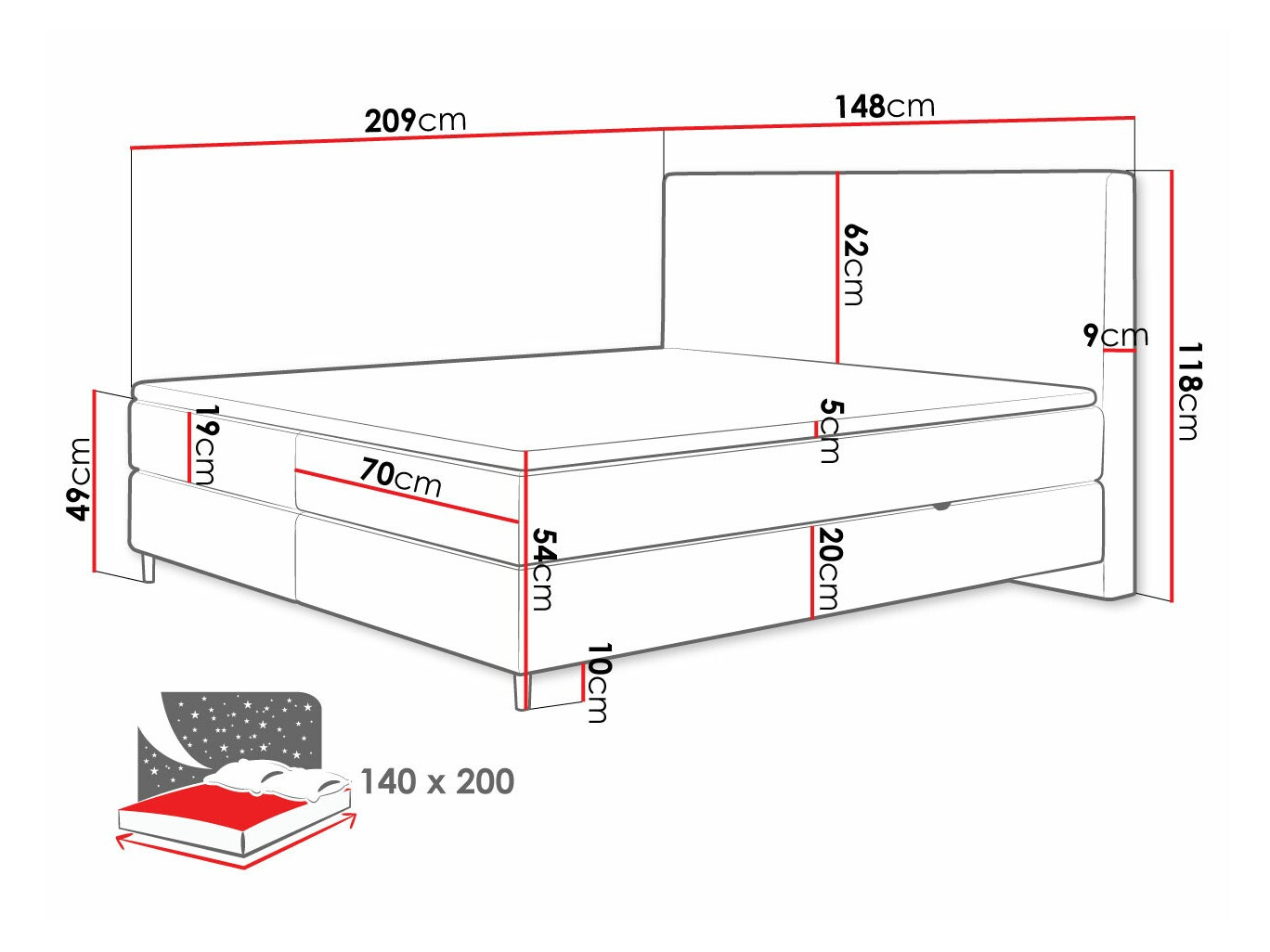 Kontinentaalvoodi ComfiDream 177 (Poso 14 + Kronos 14)