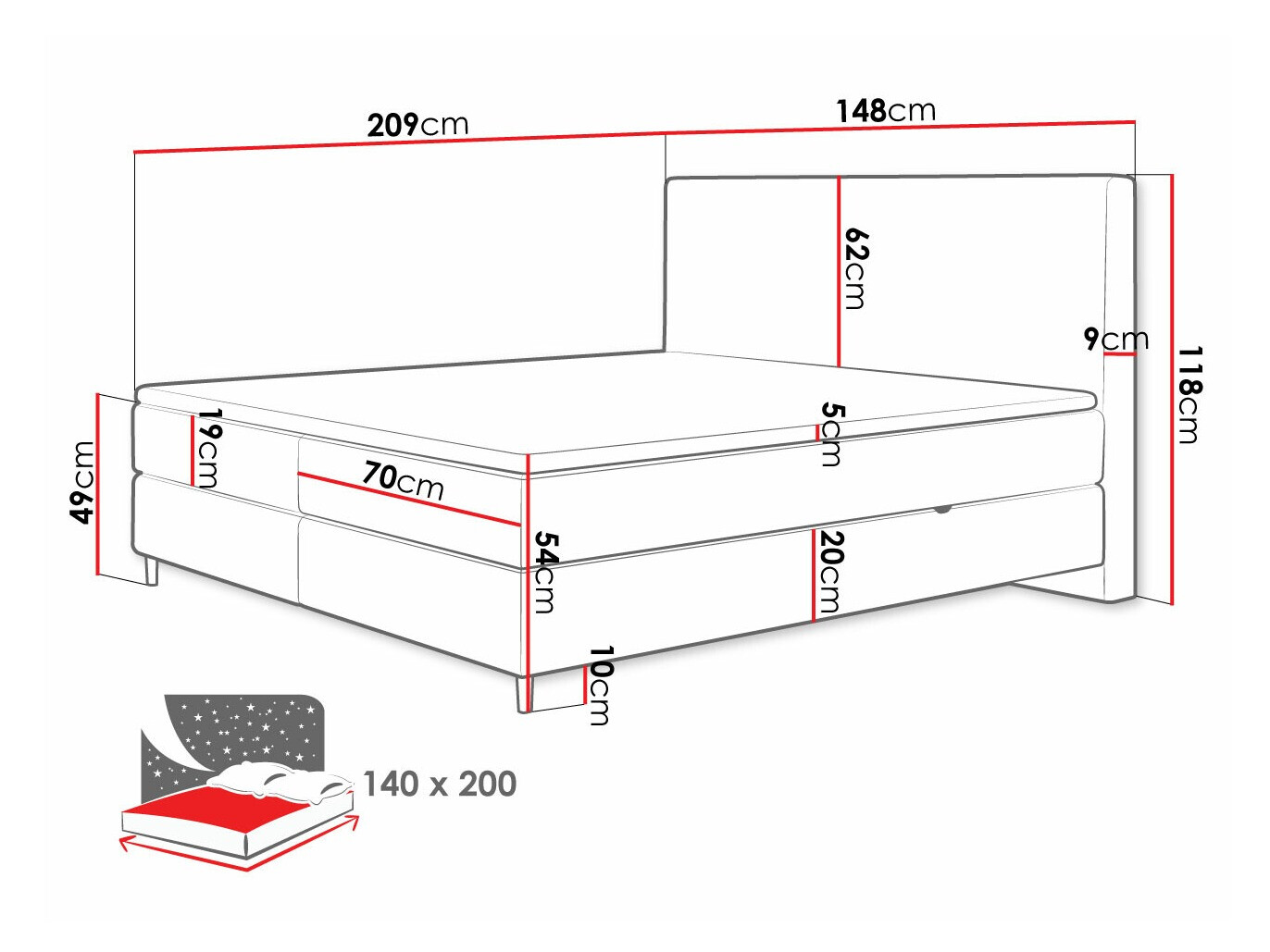 Kontinentaalvoodi ComfiDream Miraara (Poso 100 + Paros 01)