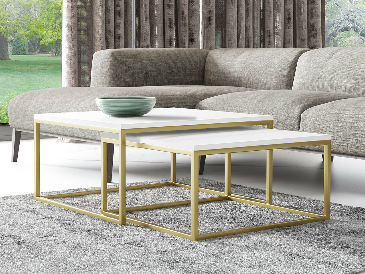Diivanilaudade komplekt Oswego 102 (Valge + Kuldne)