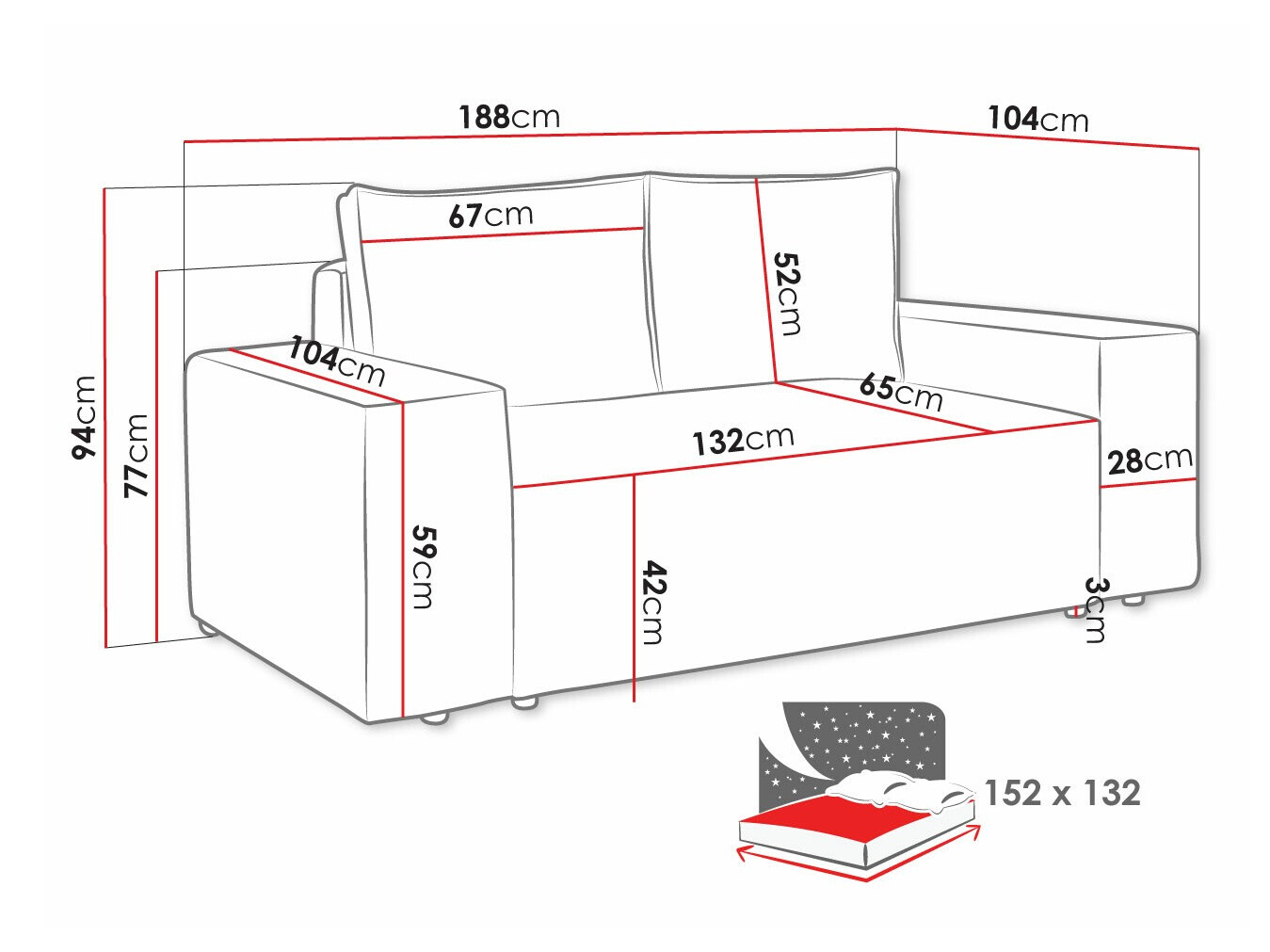 Diivanvoodi Clovis 107 (Poso 100)