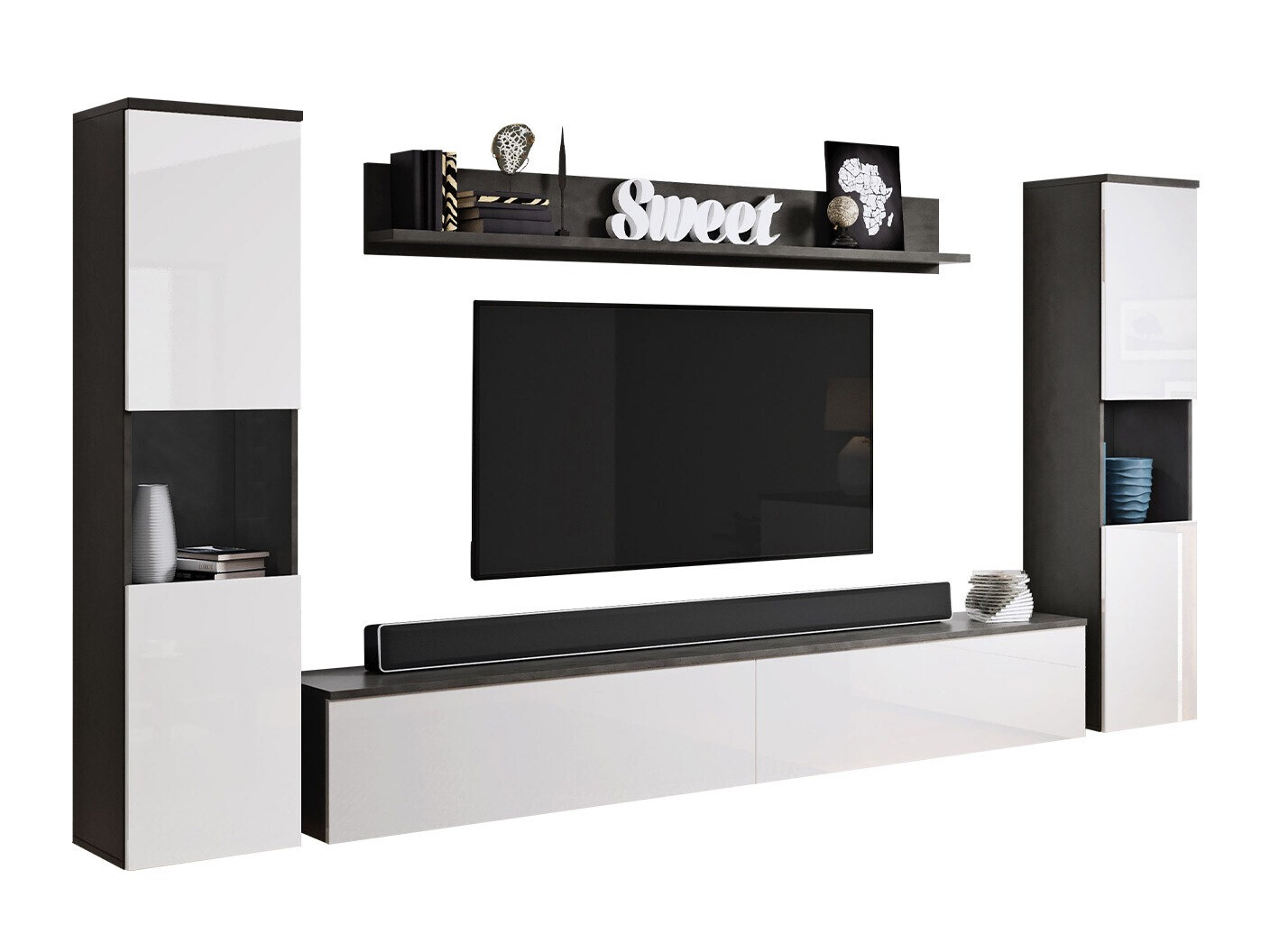 Elutoa komplekt Sarasota 131 (Tumehall + Läikiv valge)