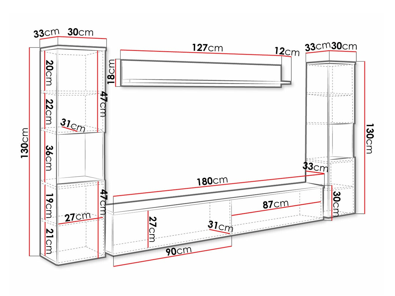 Elutoa komplekt Sarasota 131 (Tumehall + Läikiv valge)