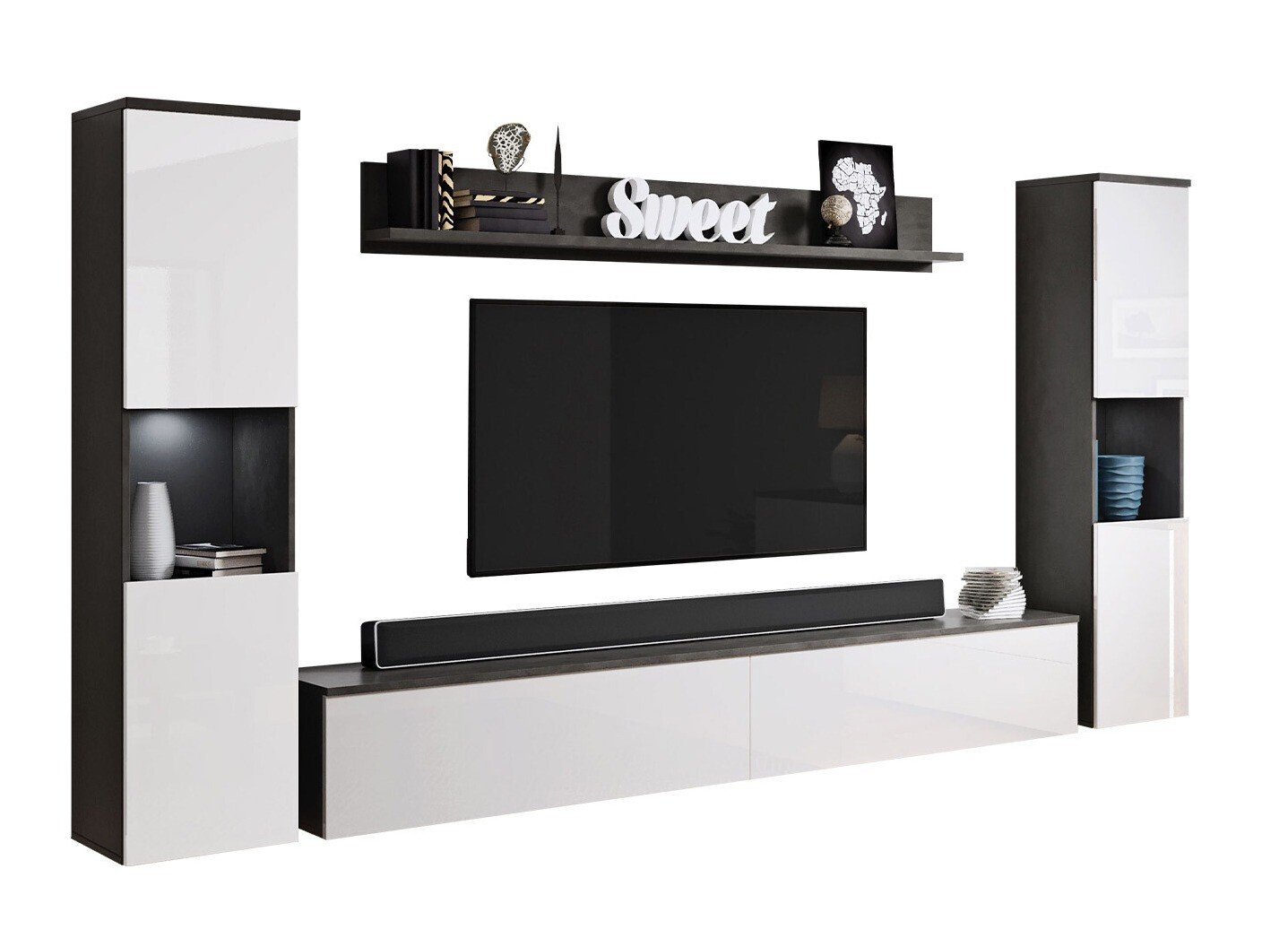 Elutoa komplekt Sarasota 131 (Tumehall + Läikiv valge)