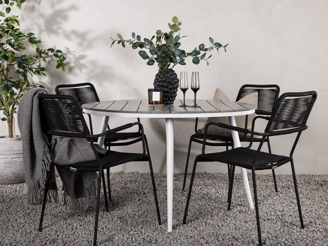 Laua ja toolide komplekt Dallas 3924 (Valge + Hall)