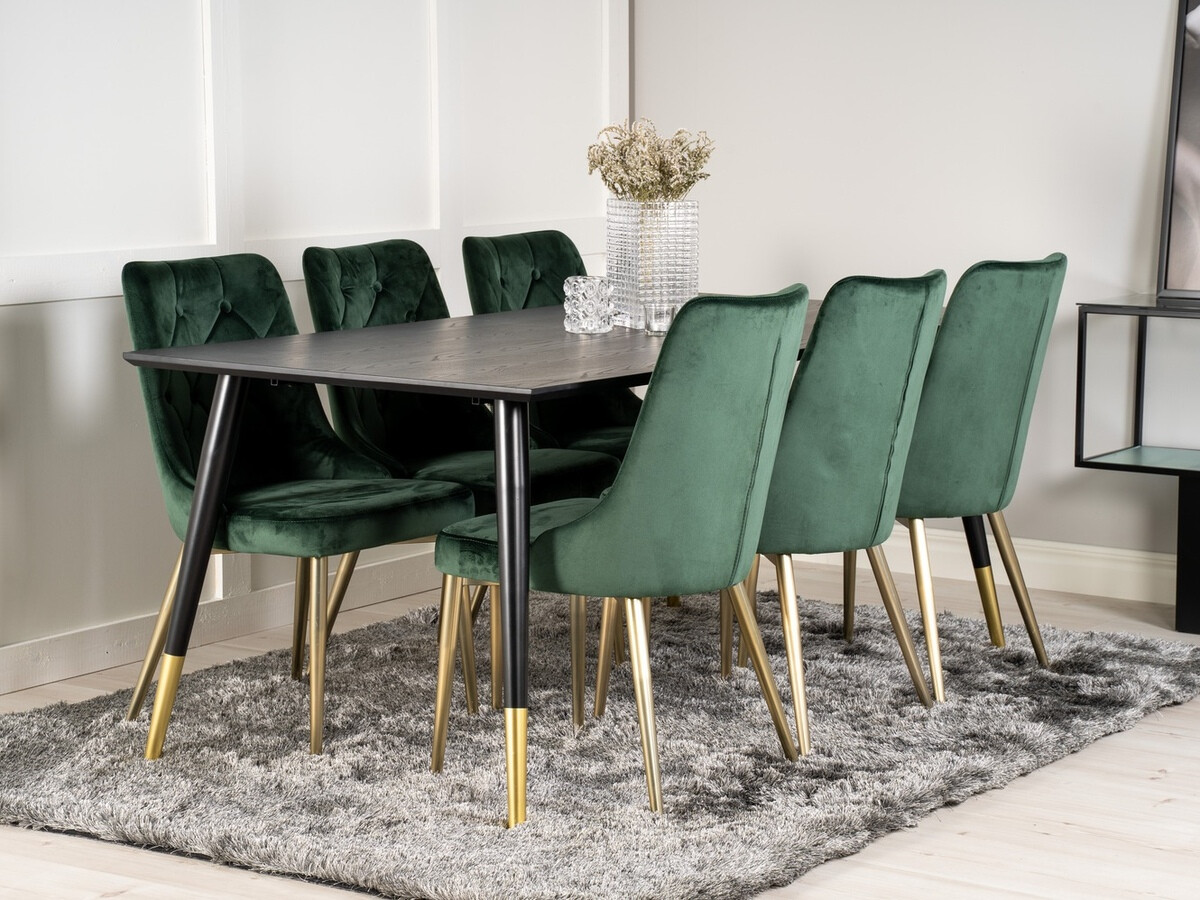 Söögitoakomplekt Dallas 1256 (Roheline + Kuldne)
