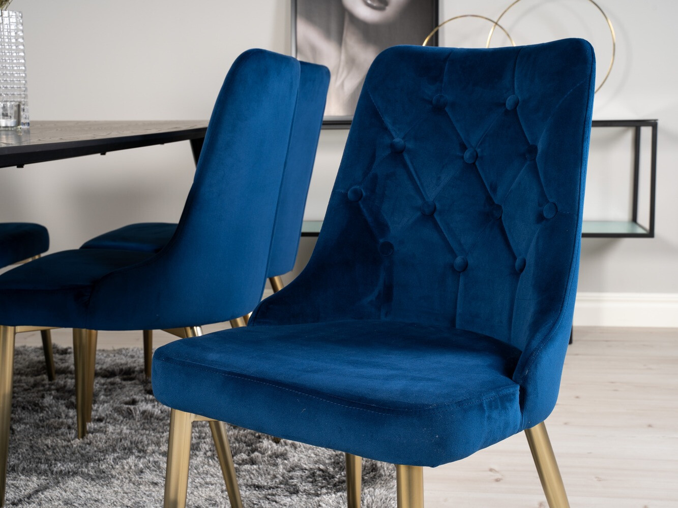 Söögitoakomplekt Dallas 1256 (Sinine + Kuldne)