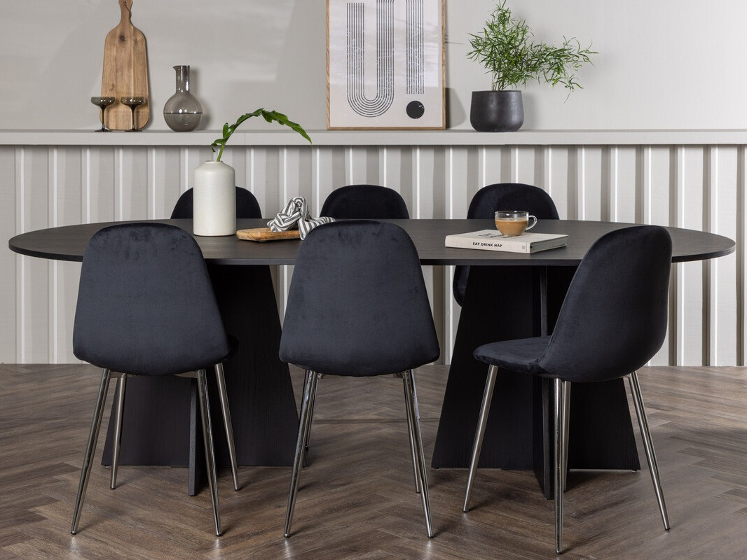 Söögitoakomplekt Dallas 4033 (Must + Hõbedane)