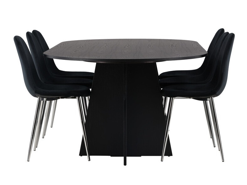 Söögitoakomplekt Dallas 4033 (Must + Hõbedane)