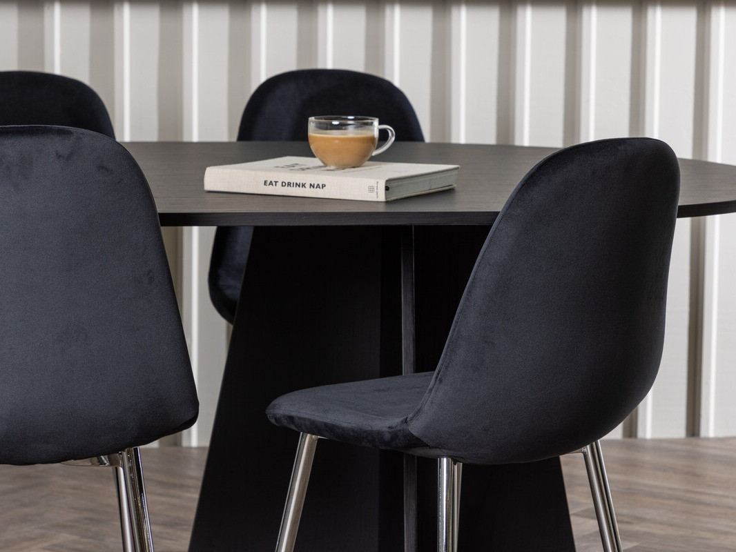 Söögitoakomplekt Dallas 4033 (Must + Hõbedane)