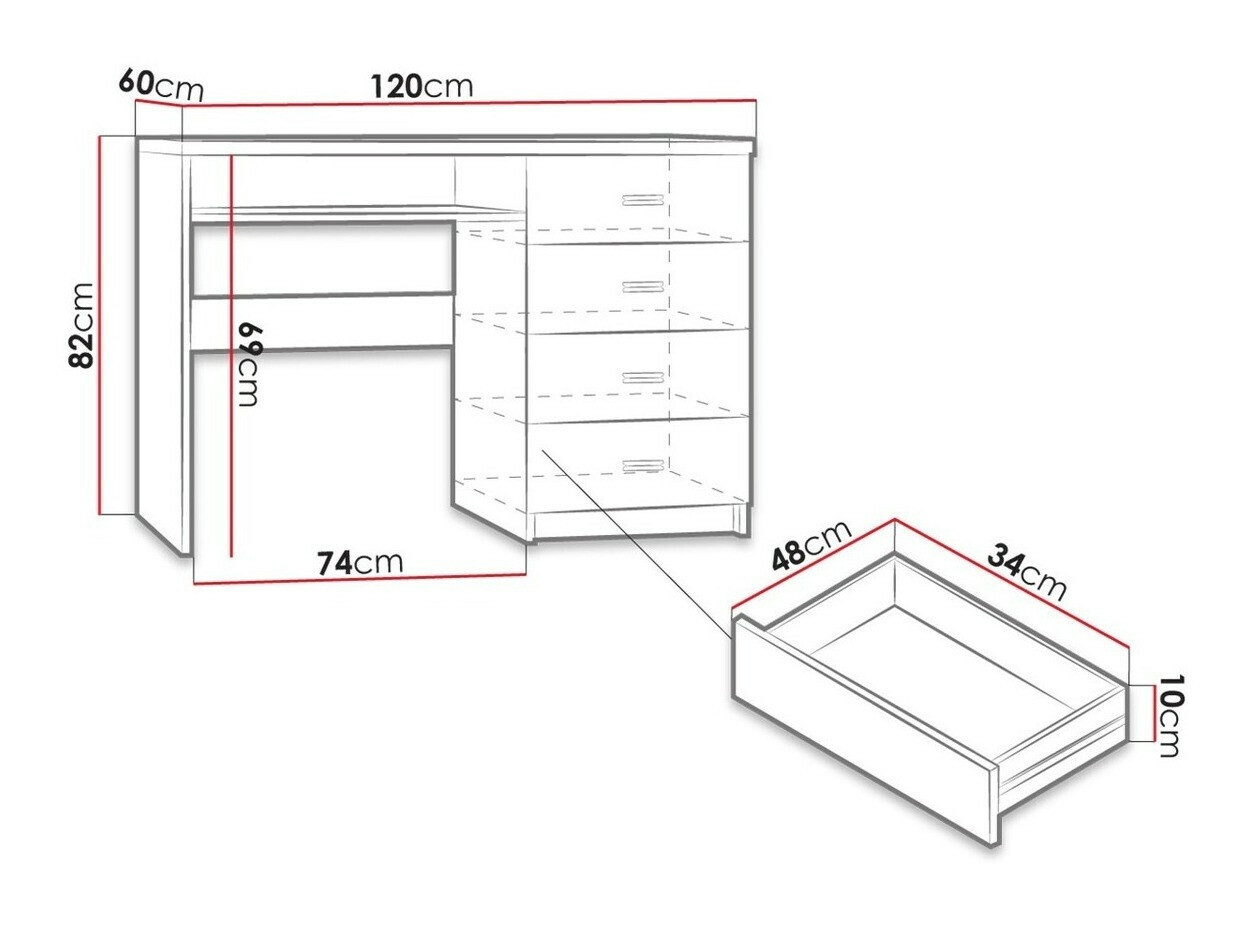 Kirjutuslaud Serfeno 114 (Tume tuhk)