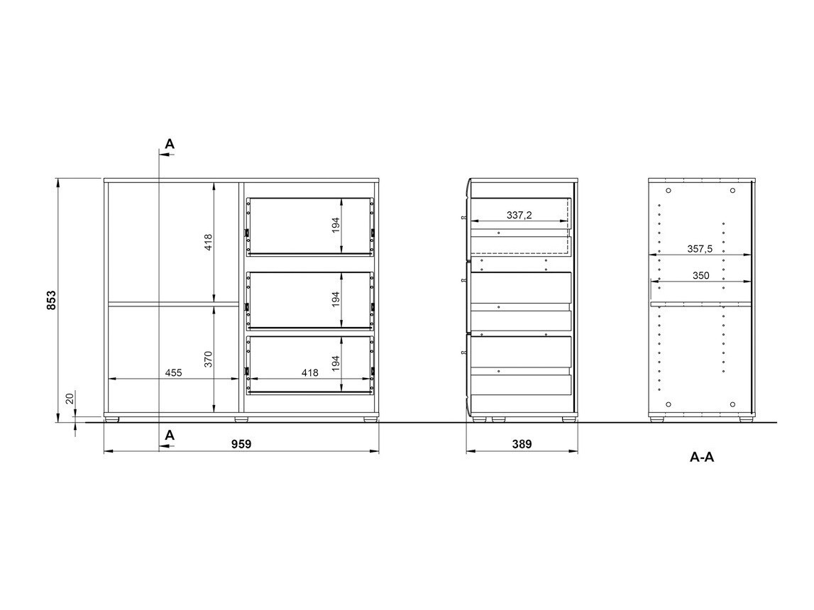 Kummut Livromu 109 (Läikiv valge + Valge)