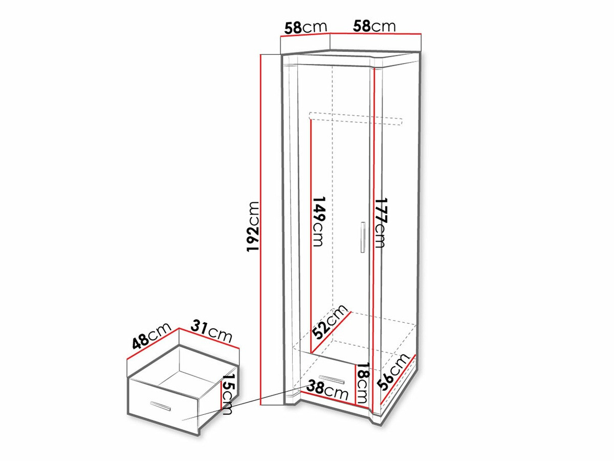 Riidekapp Lorelie 117 (Trühvel tamm)