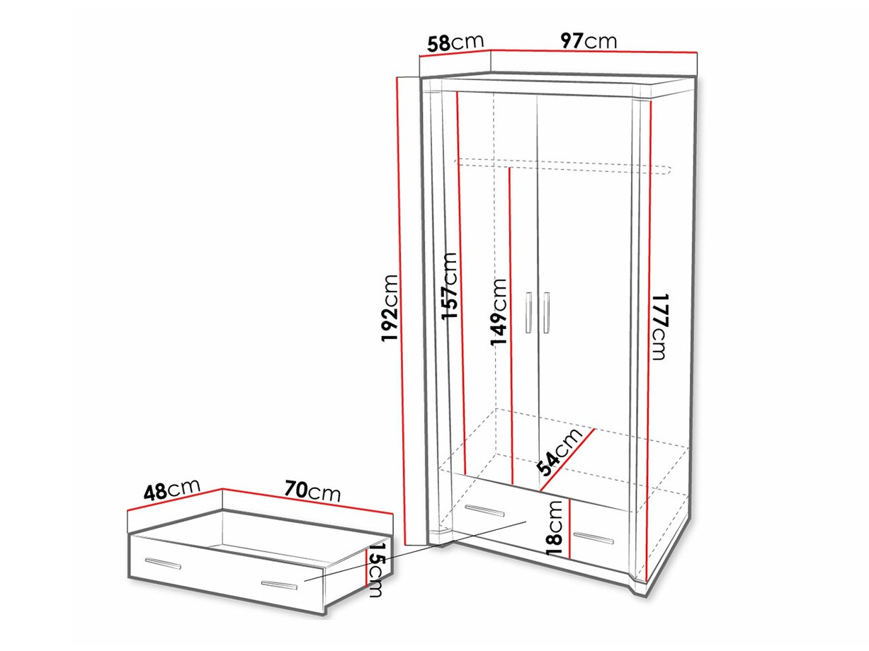 Riidekapp Lorelie 118 (Trühvel tamm)