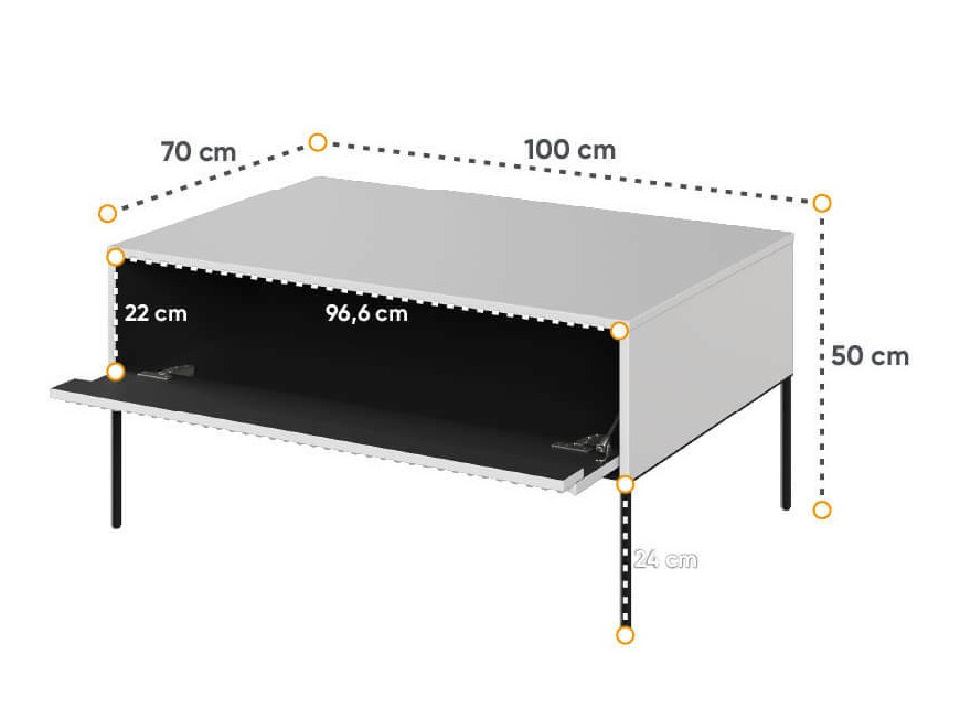 Diivanilaud Fernolu 110 (Valge + Must)