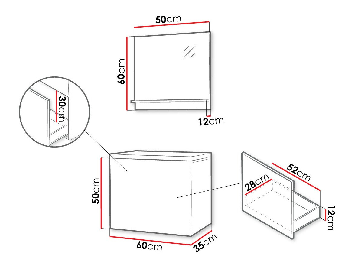 Vannitoakomplekt Comfivo Livciro 100 (Must + Grafiit)