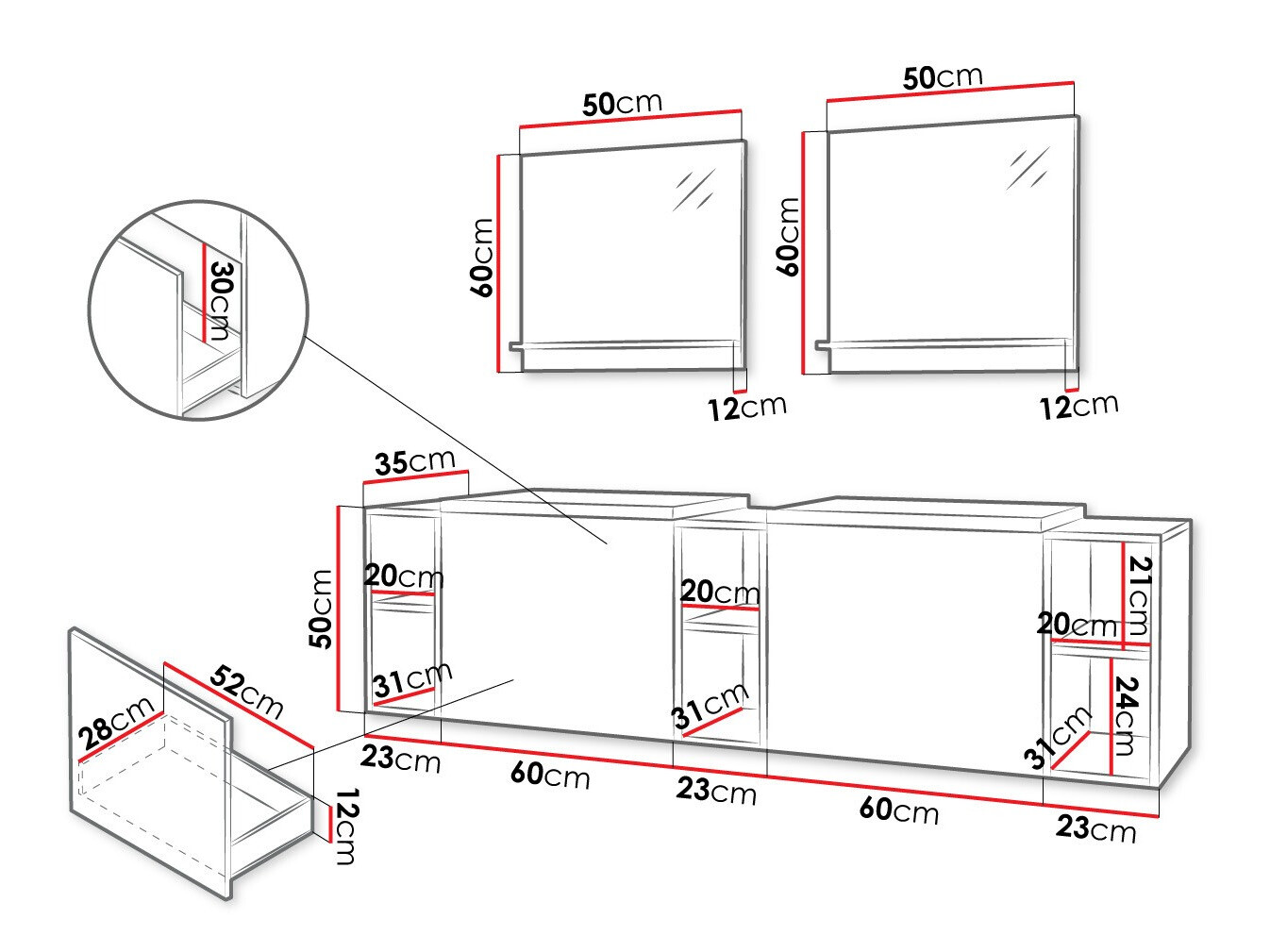 Vannitoakomplekt Comfivo Livciro 104 (Must + Grafiit)