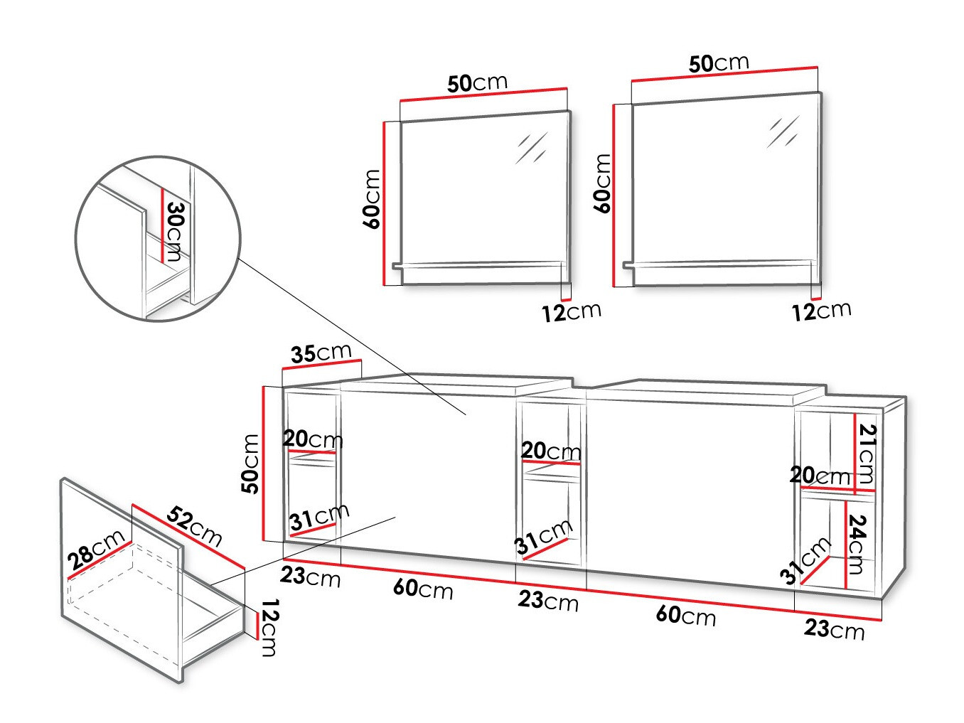 Vannitoakomplekt Comfivo Livciro 104 (Valge)