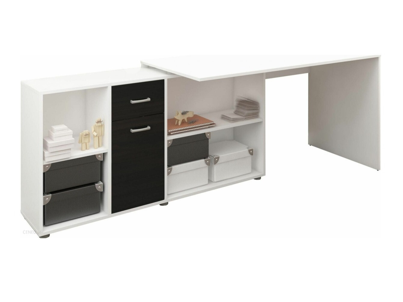 Kontori nurgalaud Gilroy 113 (Valge + Läikiv must)