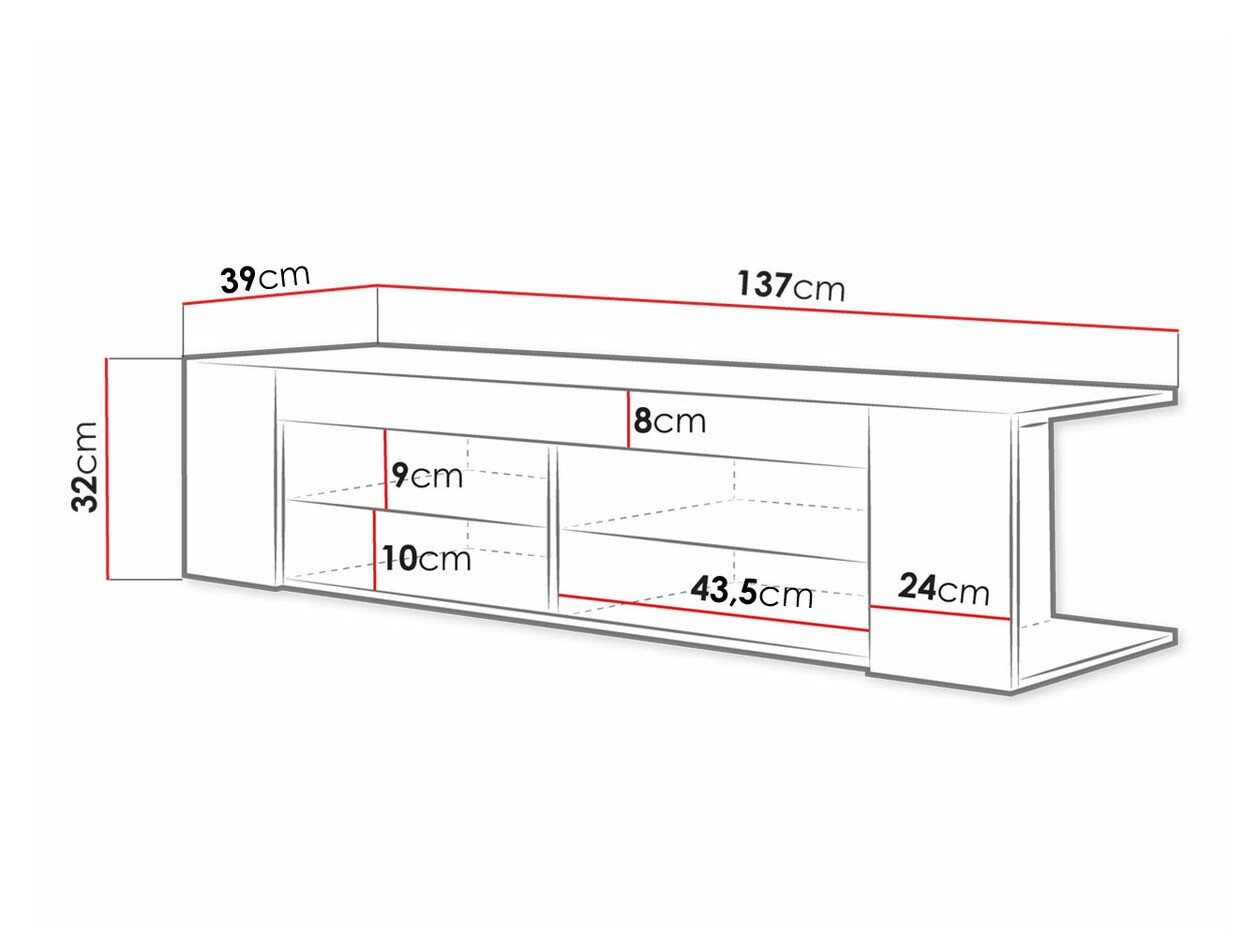 TV-alus Nashville 113 (Valge + Läikiv valge)
