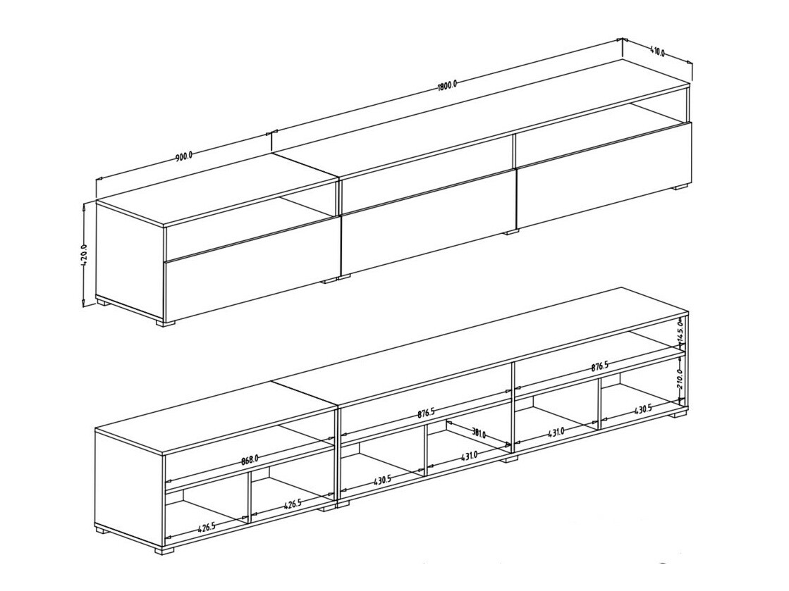 TV-alus Serodeu 105 (Valge + Läikiv valge)