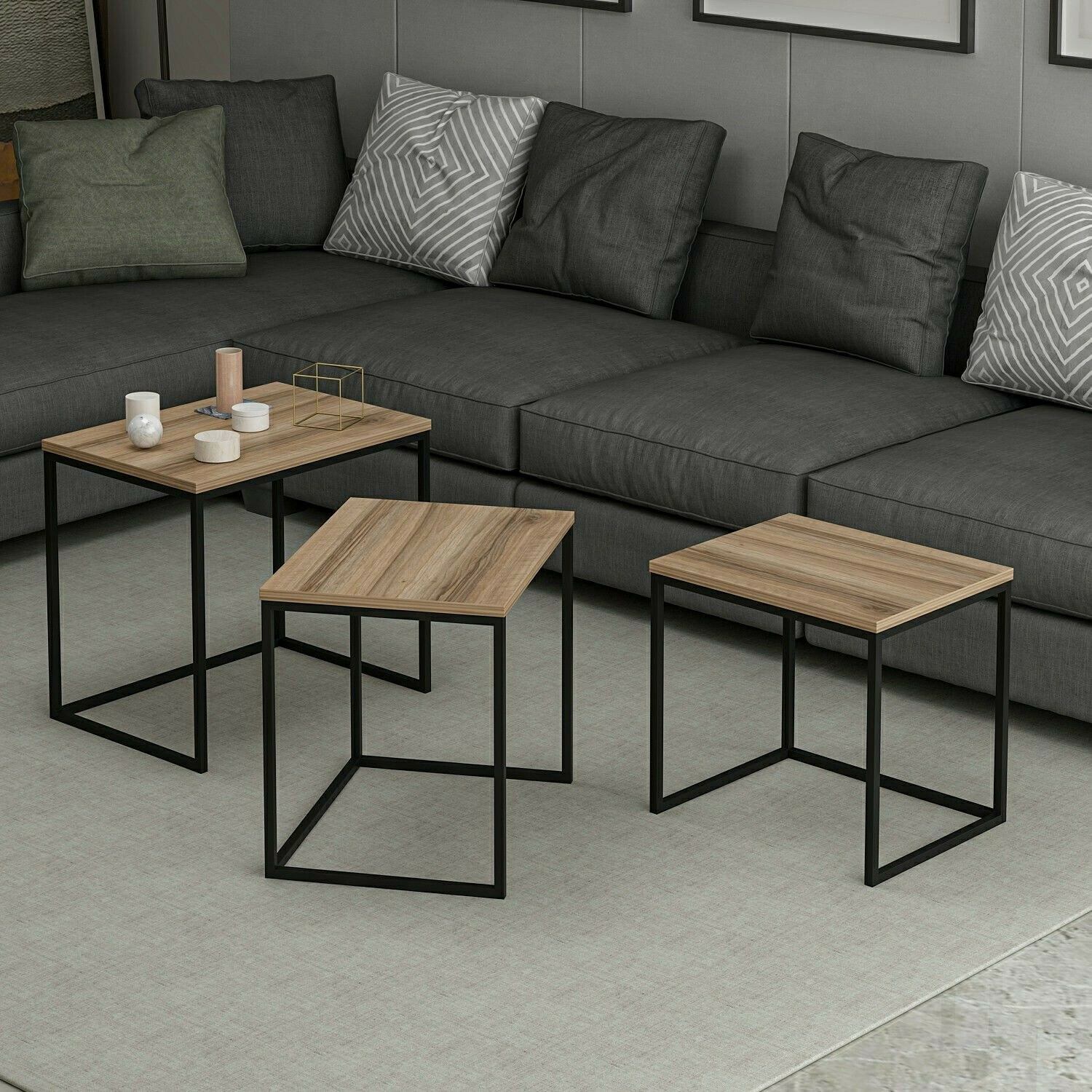 Diivanilaudade komplekt Kailua 112 (Pähkel + Must)