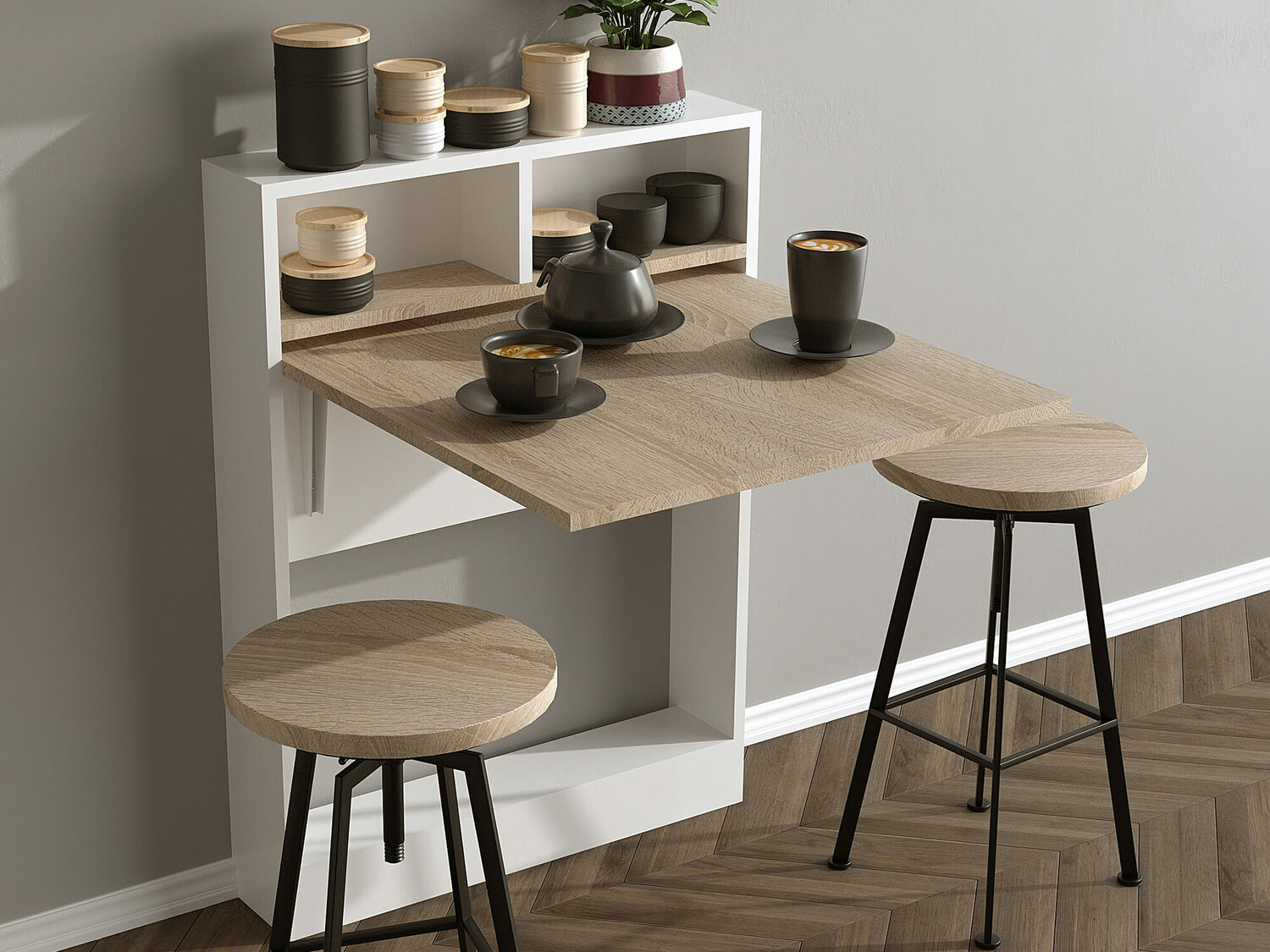 Kokkupandav laud Kailua 187 (Valge + Helepruun)