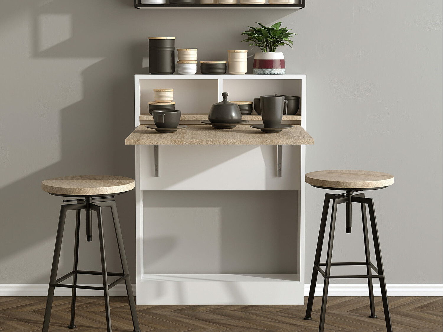 Kokkupandav laud Kailua 187 (Valge + Helepruun)