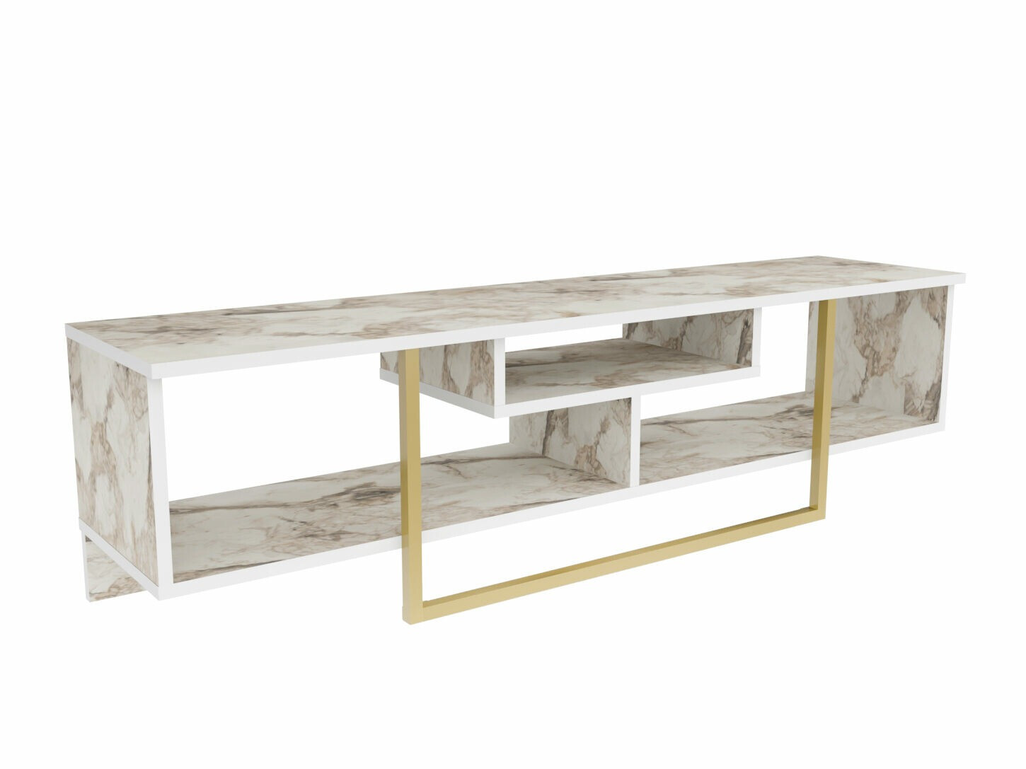 TV-alus Kailua 245 (Valge marmor + Kuldne)