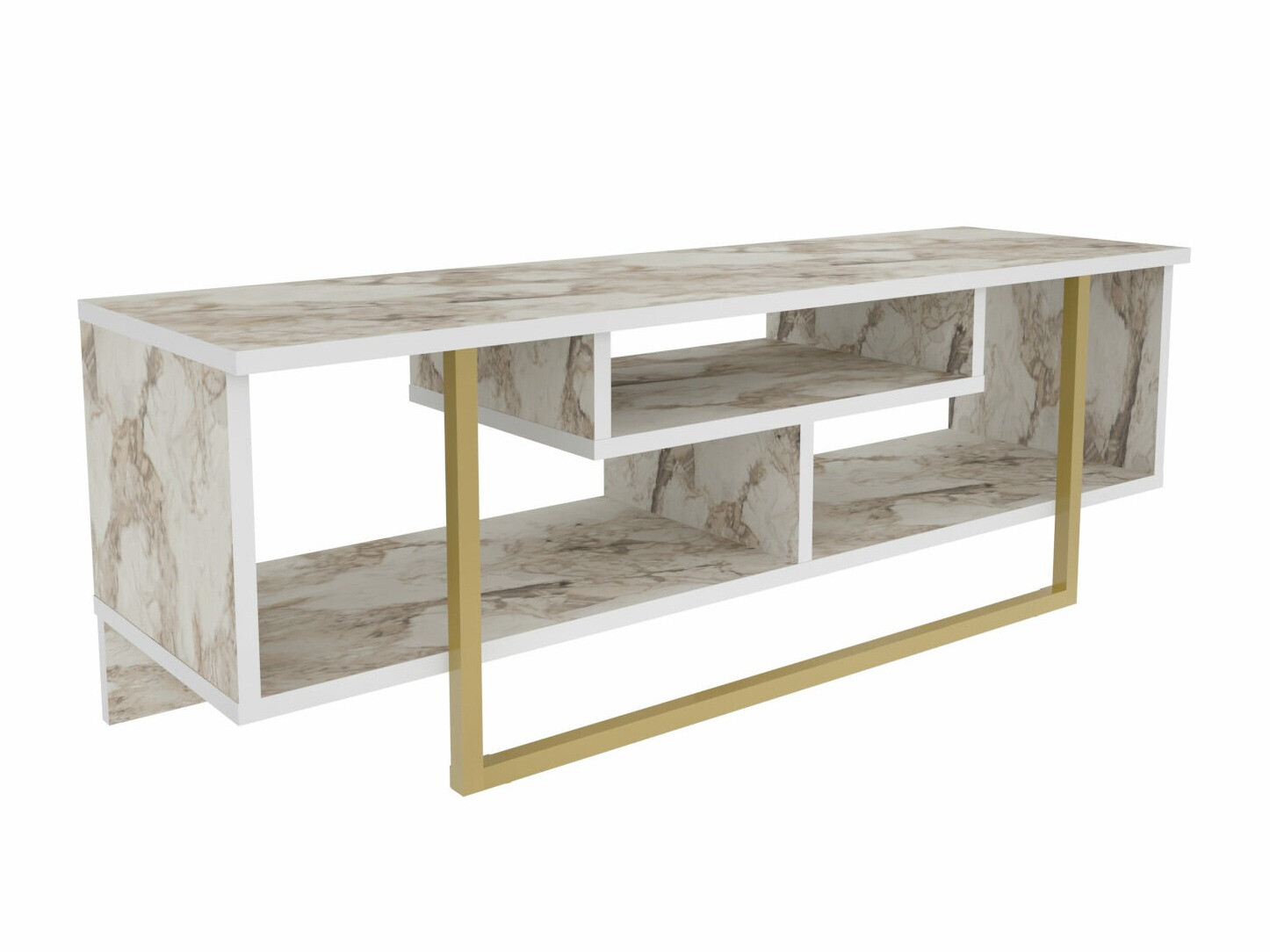TV-alus Kailua 246 (Valge marmor + Kuldne)