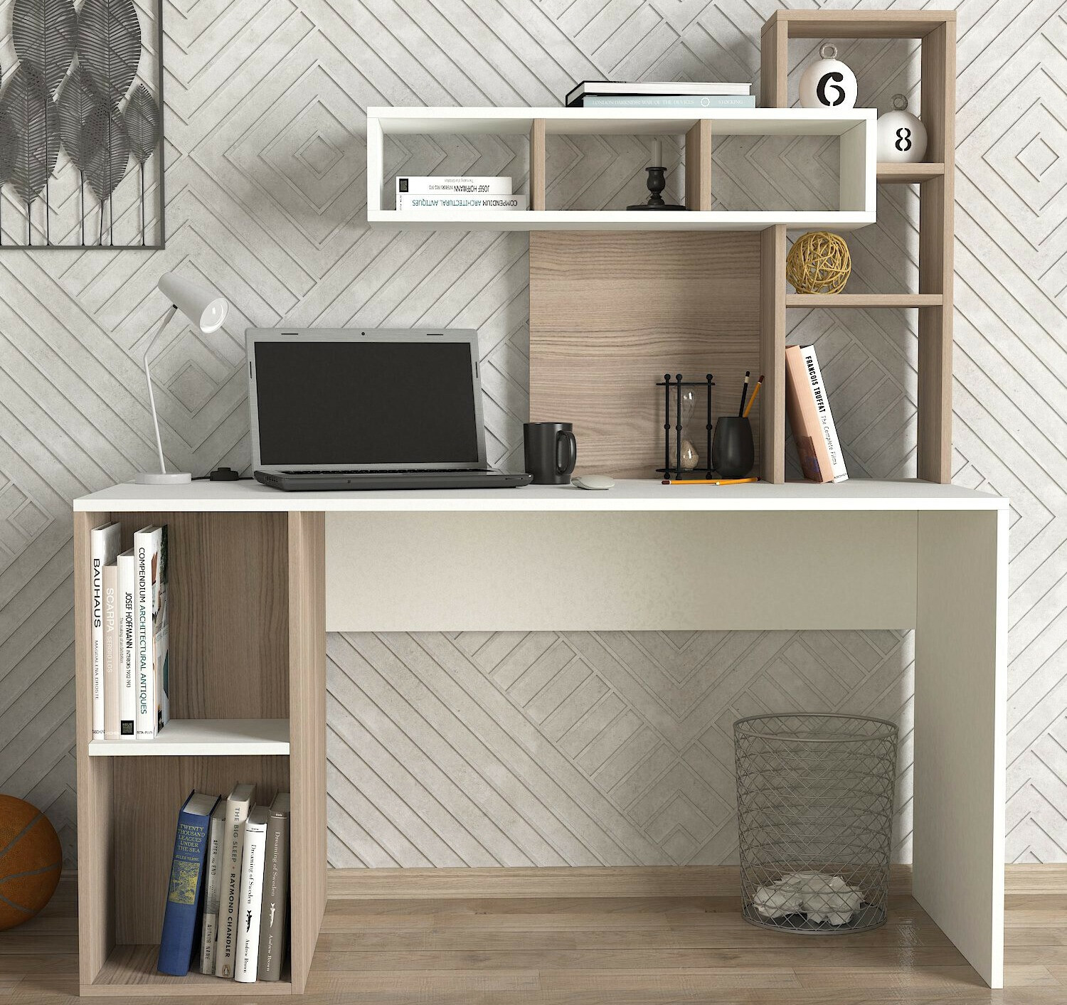 Kirjutuslaud Kailua 296 (Helepruun + Valge)