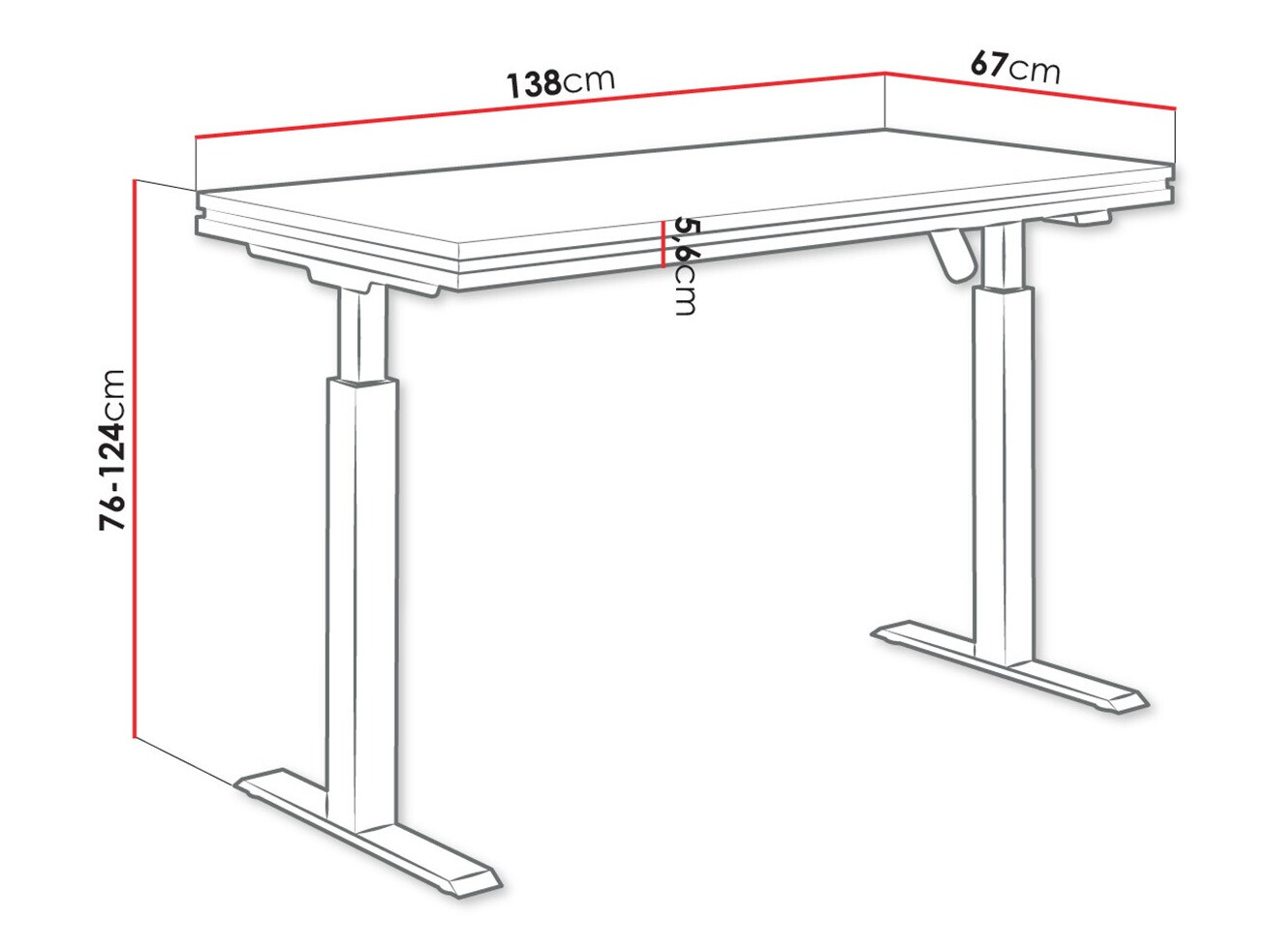 Reguleeritava kõrgusega töölaud Tucson 170 (Artisan tamm + Matt must)