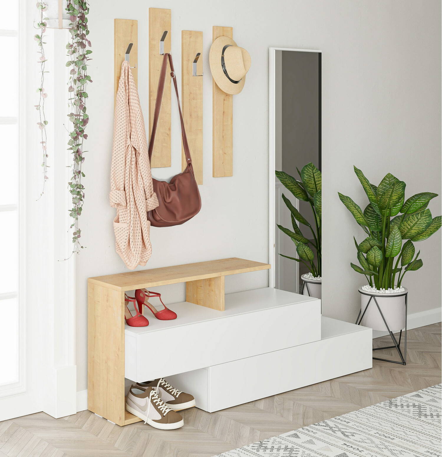 Esikukomplekt Kailua 502 (Valge + Tamm)