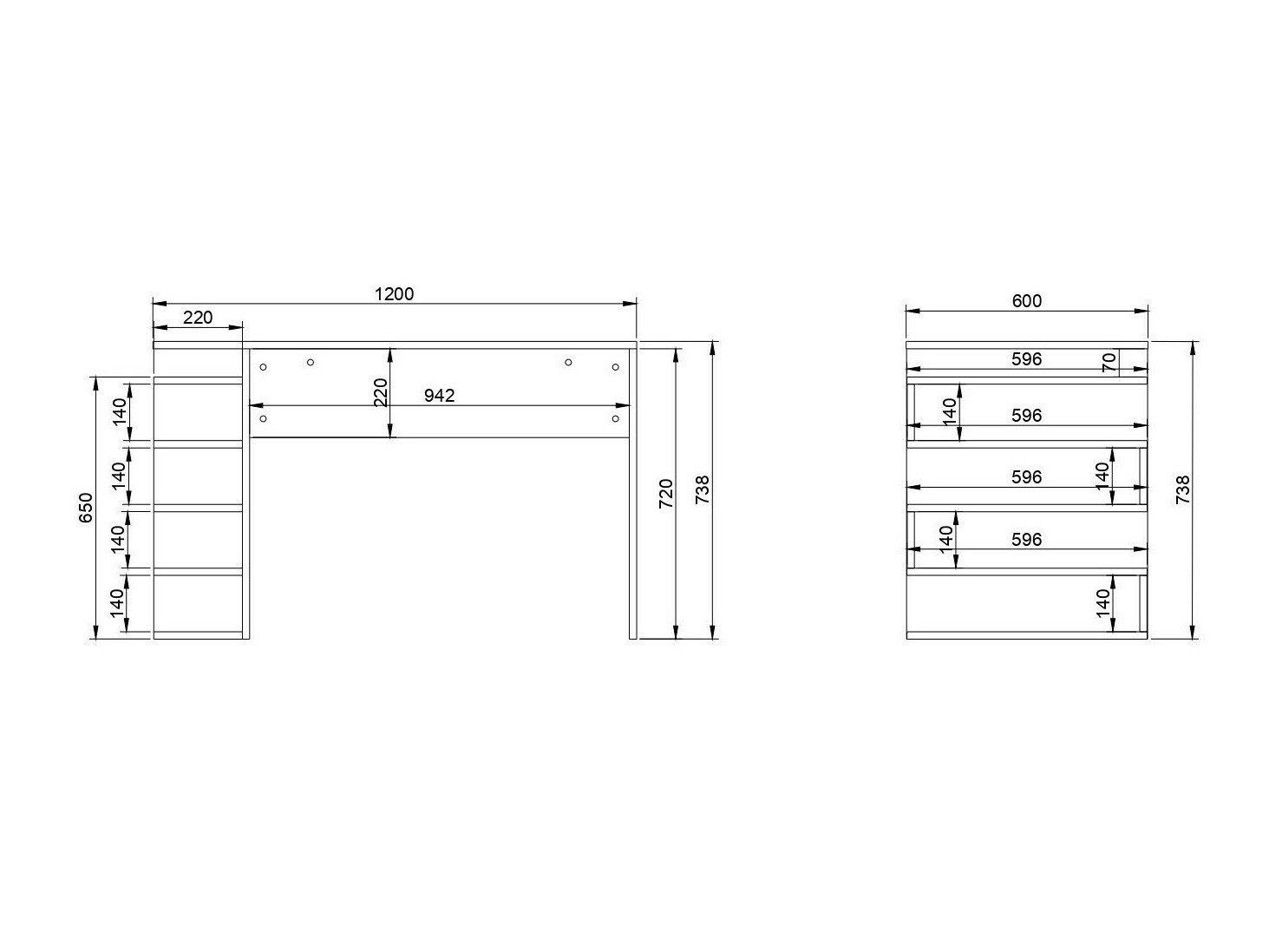 Kirjutuslaud Kailua 586 (Valge + Pähkel)