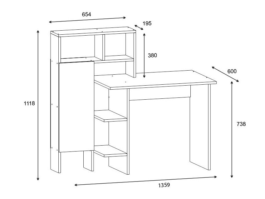 Kirjutuslaud Kailua 594 (Valge + Tamm)