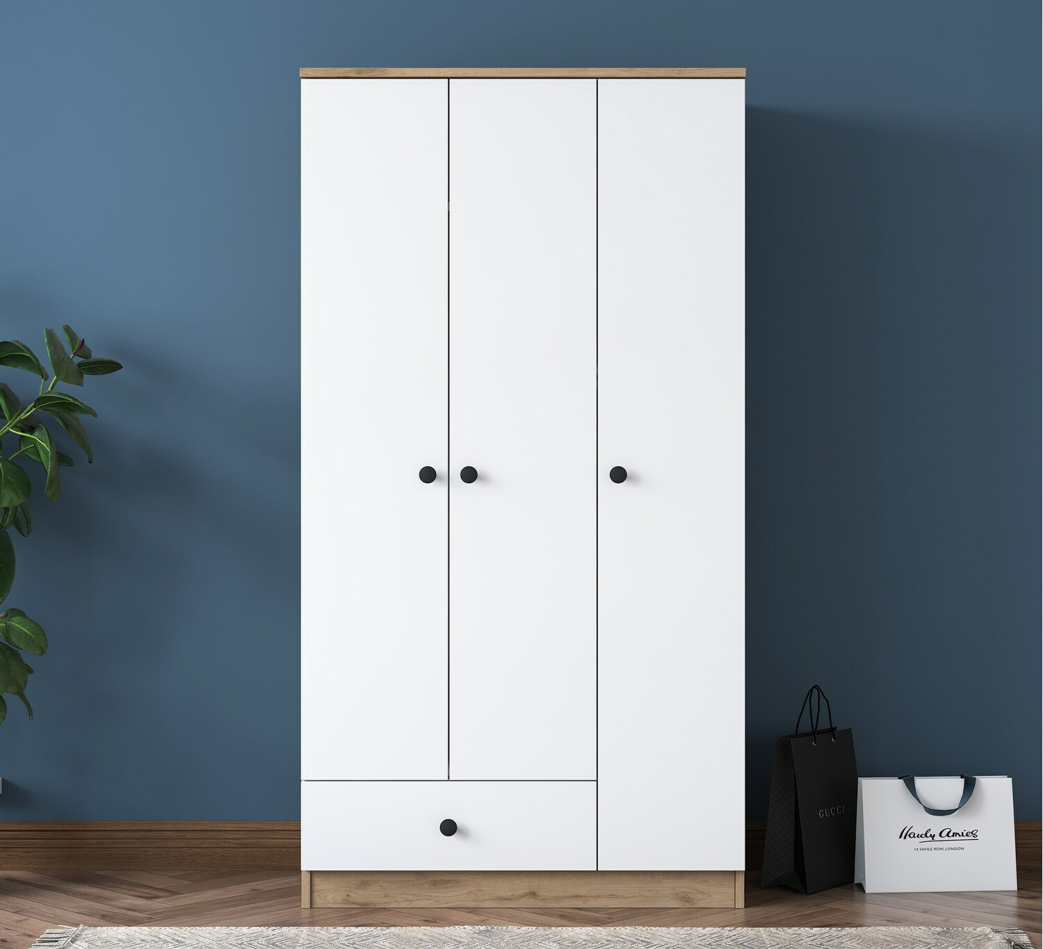 Riidekapp Kailua 661 (Valge + Pähkel)