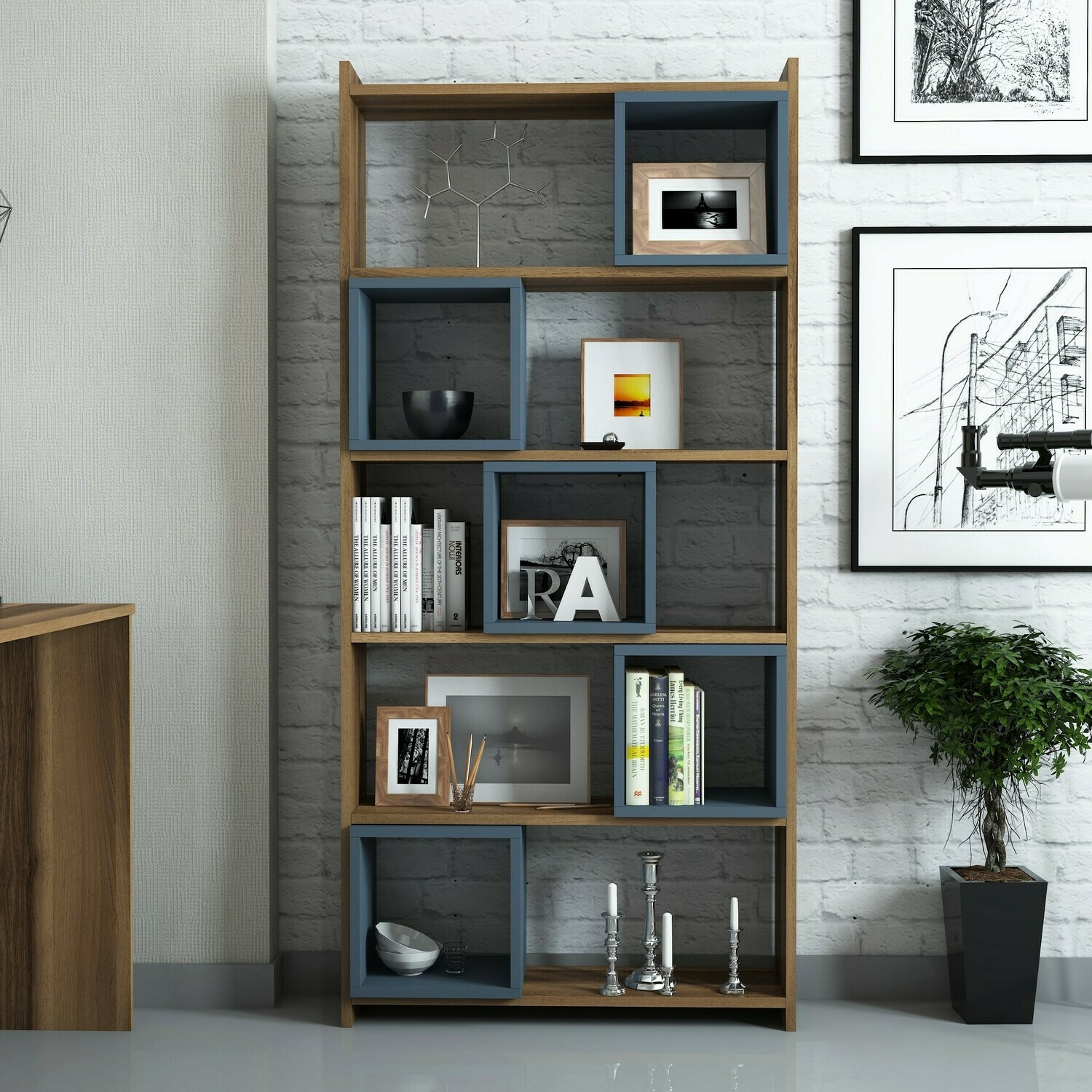 Riiul Kailua 666 (Sinine + Pähkel)