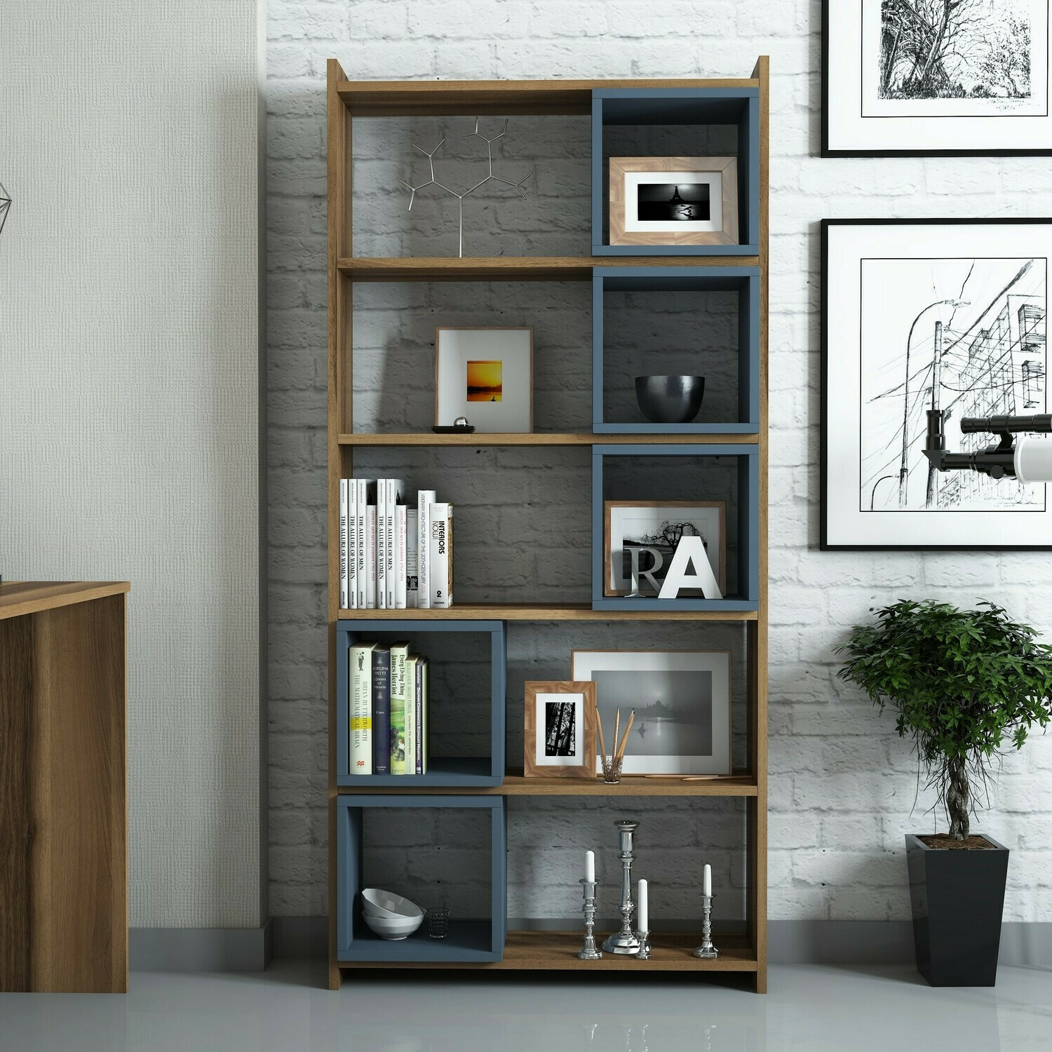 Riiul Kailua 666 (Sinine + Pähkel)