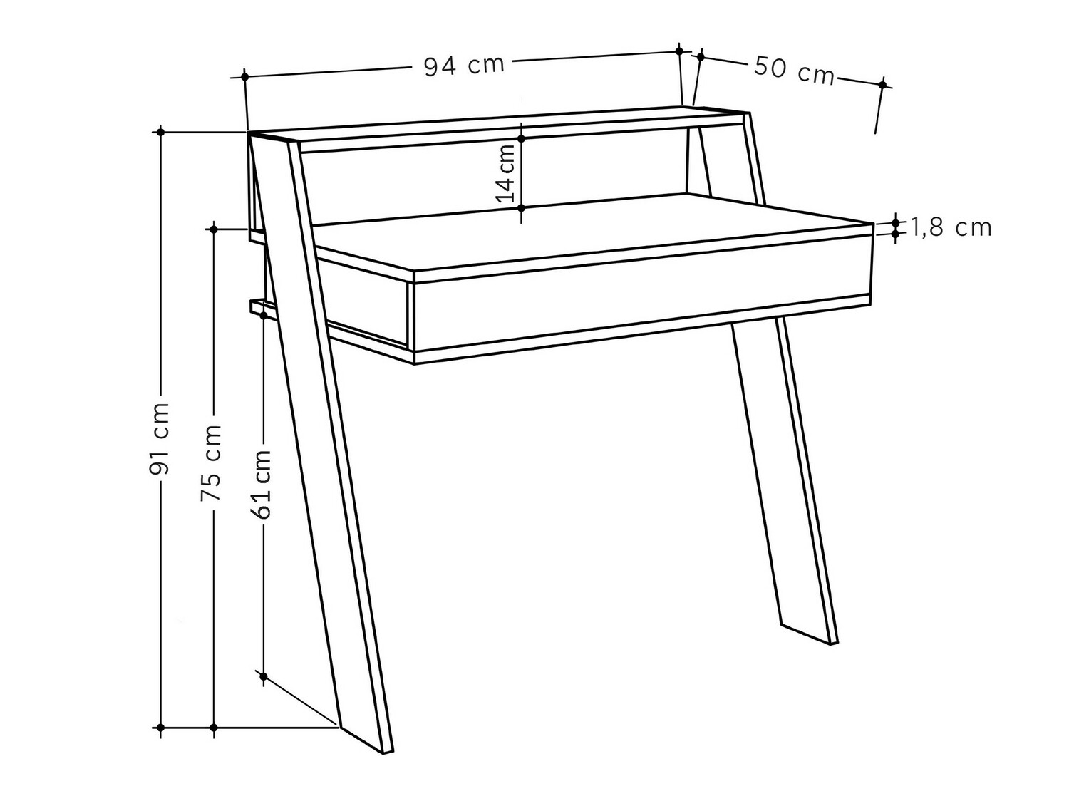 Kirjutuslaud Kailua 692 (Valge)