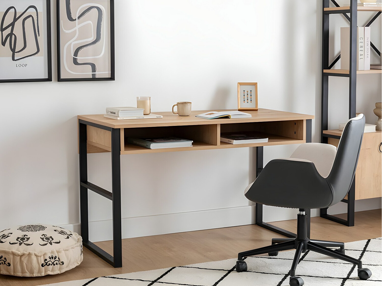 Kirjutuslaud Kailua 737 (Must + Ere puit)