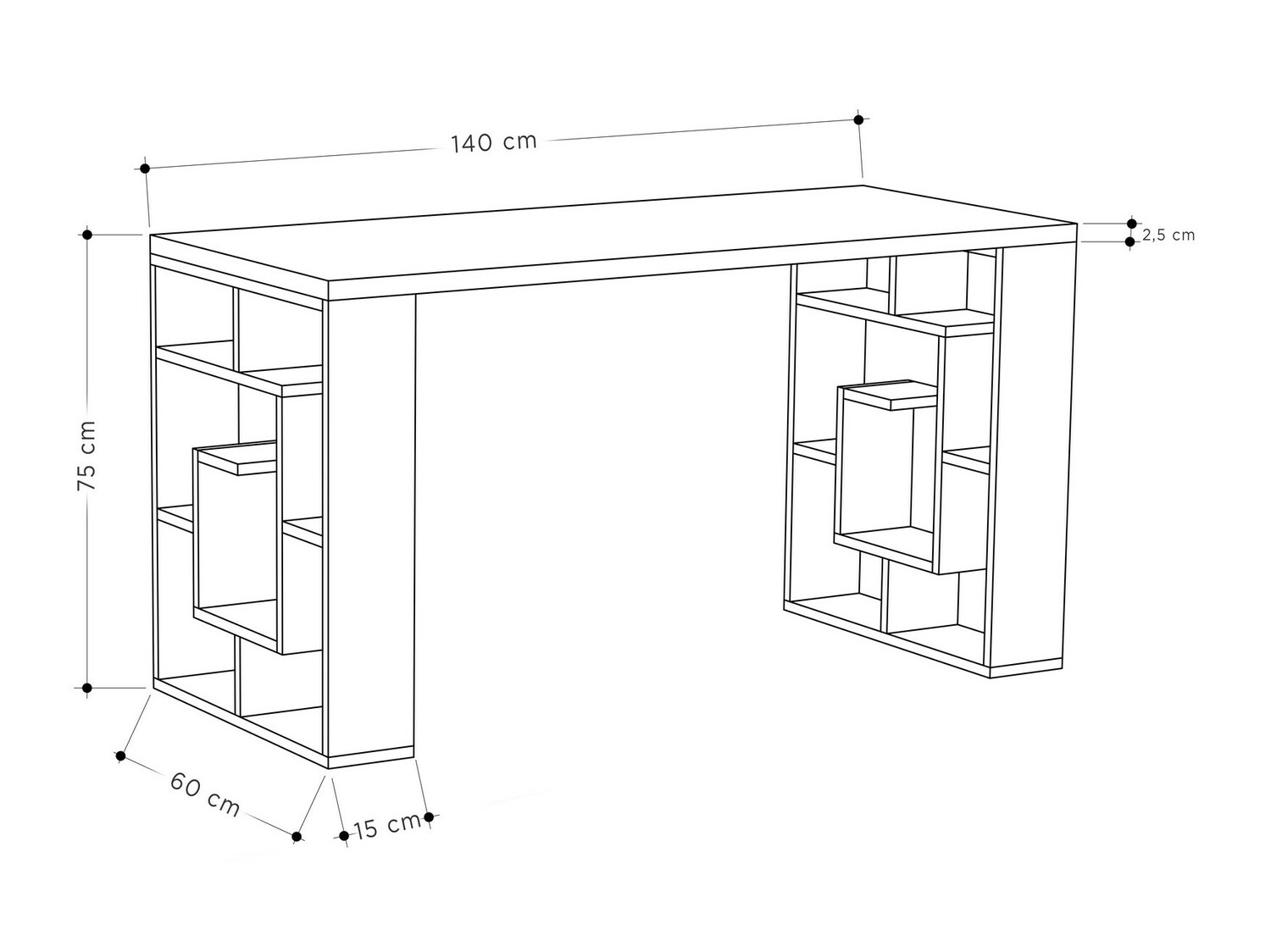 Kirjutuslaud Kailua 813 (Valge + Tume tamm)