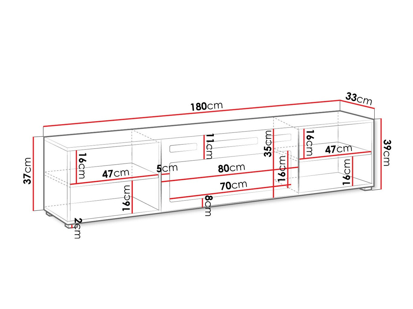 TV-alus Charlotte 190 (Valge + Must)