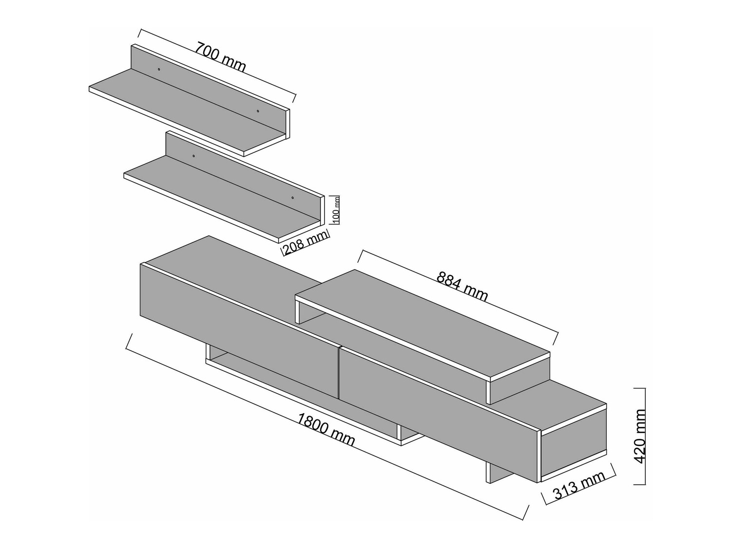TV-alus Kailua 998 (Tiikpuu + Valge)
