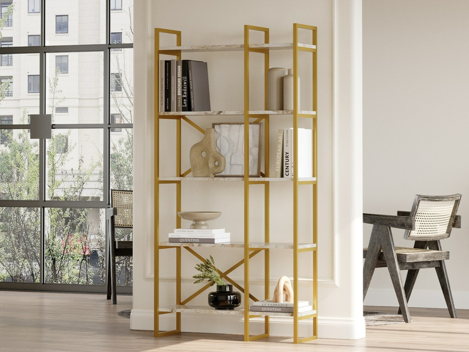 Riiul Kailua 1082 (Valge marmor + Kuldne)