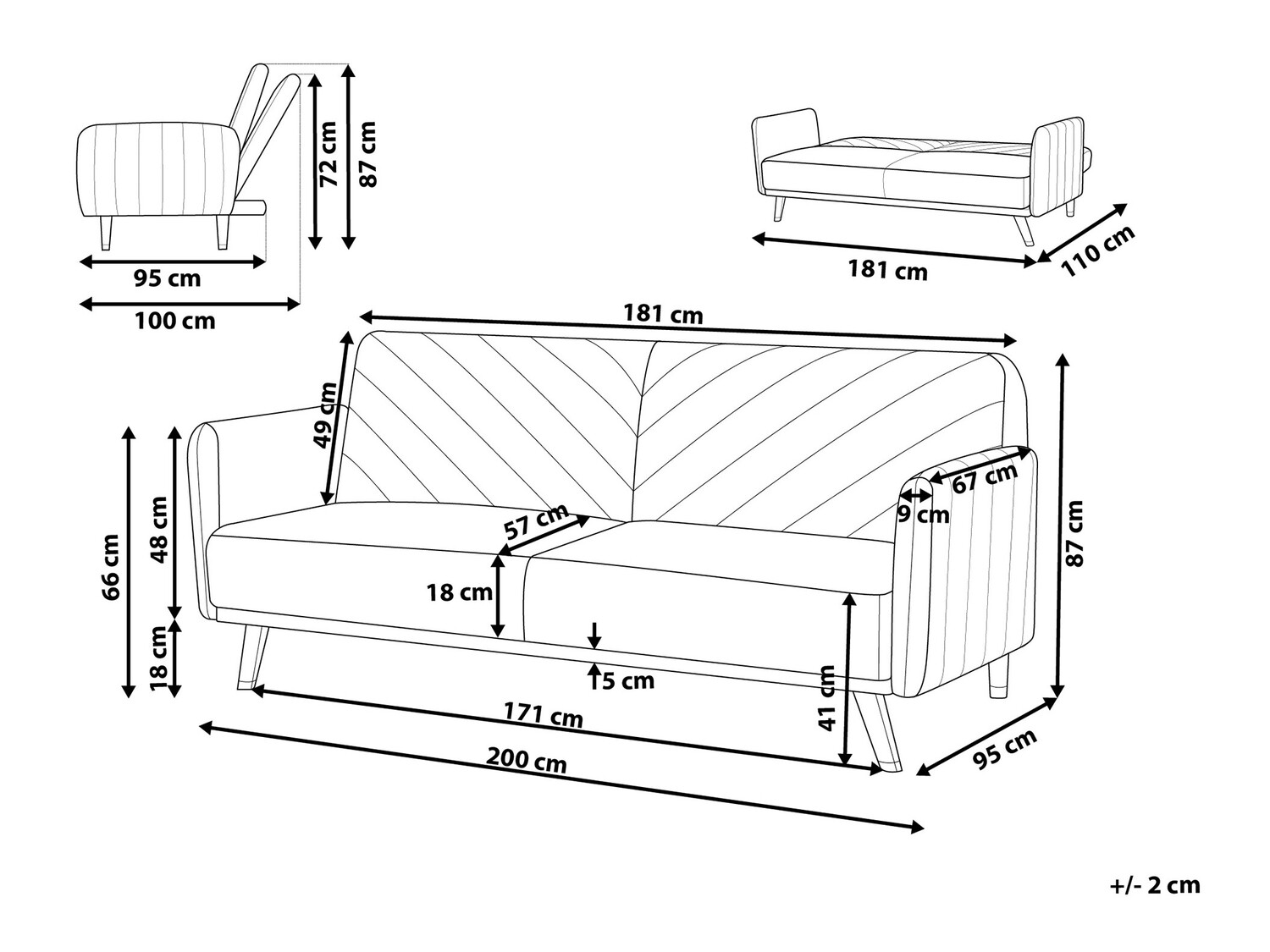 Diivanvoodi Berwyn 120 (Must)
