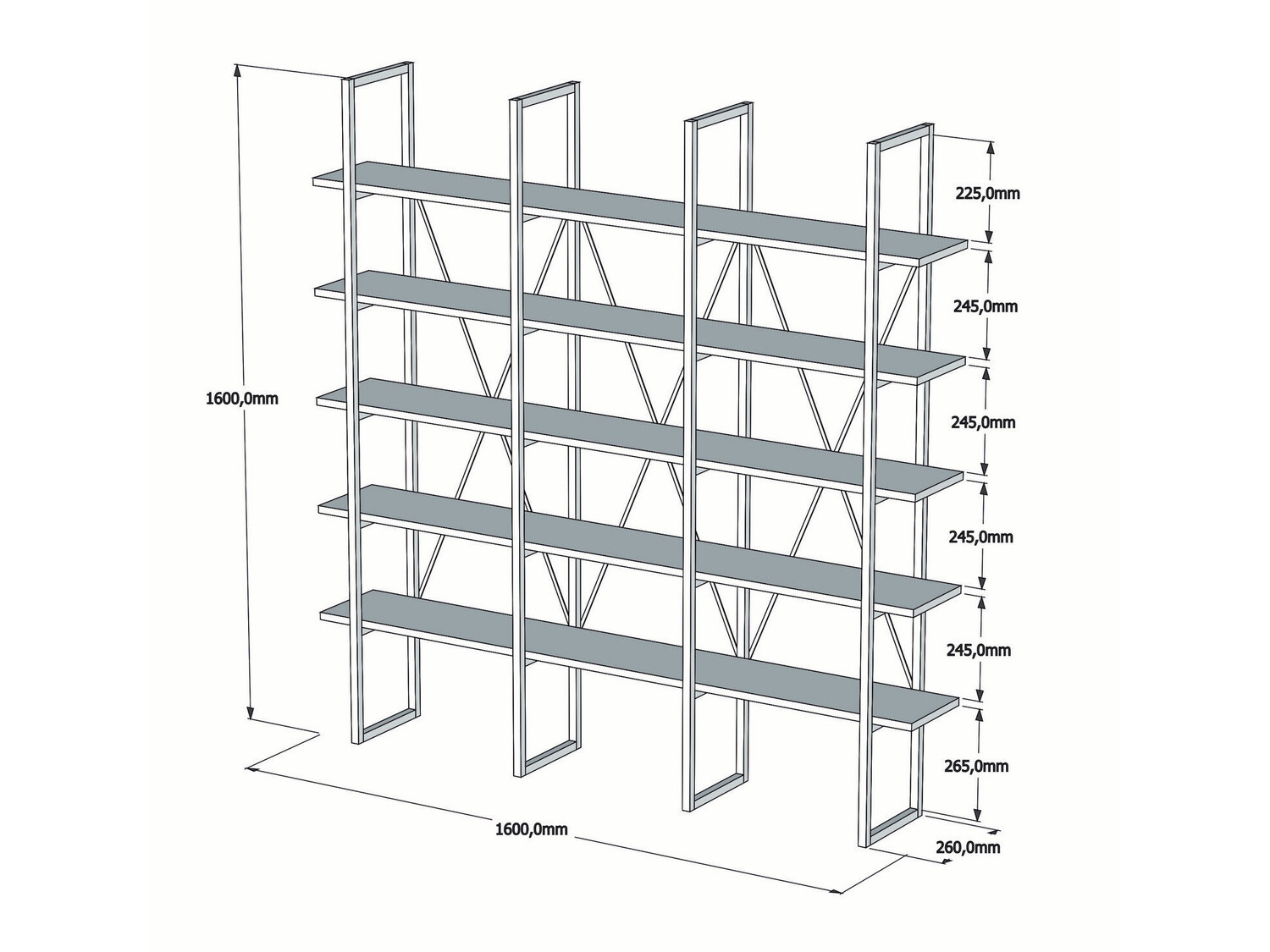 Riiul Kailua 1122 (Pähkel + Must)