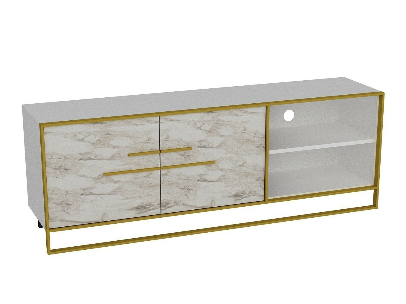 TV-alus Kailua 1169 (Kuldne + Valge marmor)