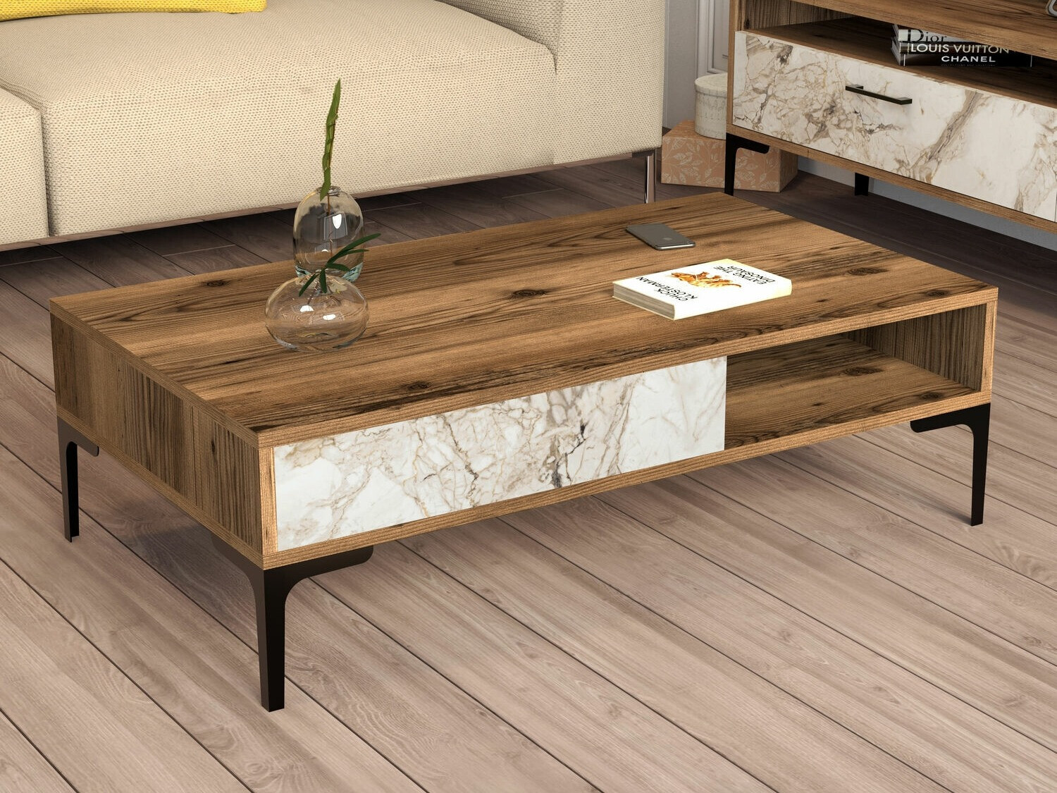 Diivanilaud Kailua 1239 (Pähkel + Valge marmor)